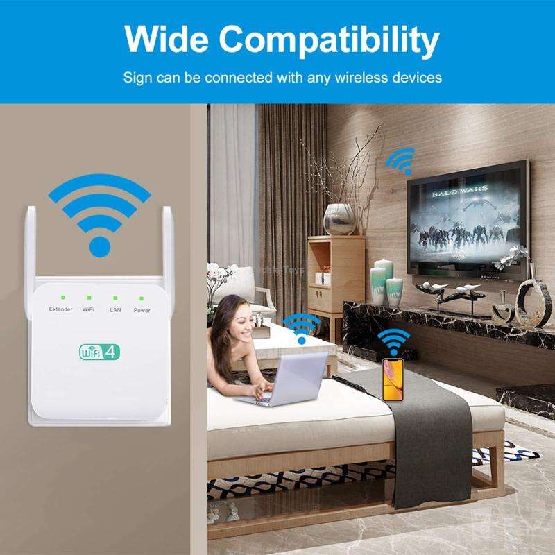 2.4G 300M Wi-Fi Amplifier Long Range WiFi Repeater Wireless Signal Booster US Plug White