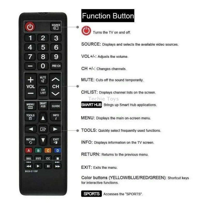 BN59-01199F For Samsung LED LCD Smart TV Remote Control Replacement Part(Black)
