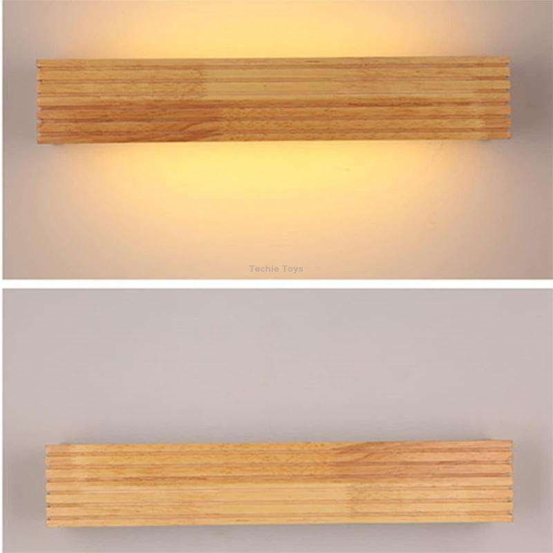 45cm LED Solid Wood Wall Lamp Bedroom Bedside Lamp Corridor Wall Lamp(Warm Light)