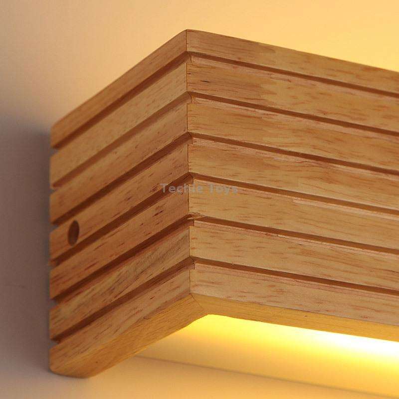 45cm LED Solid Wood Wall Lamp Bedroom Bedside Lamp Corridor Wall Lamp(Warm Light)