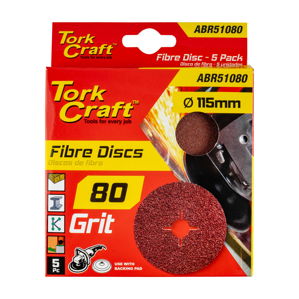 Tork Craft Fibre Disc 115Mm 80 Grit 5/Pack
