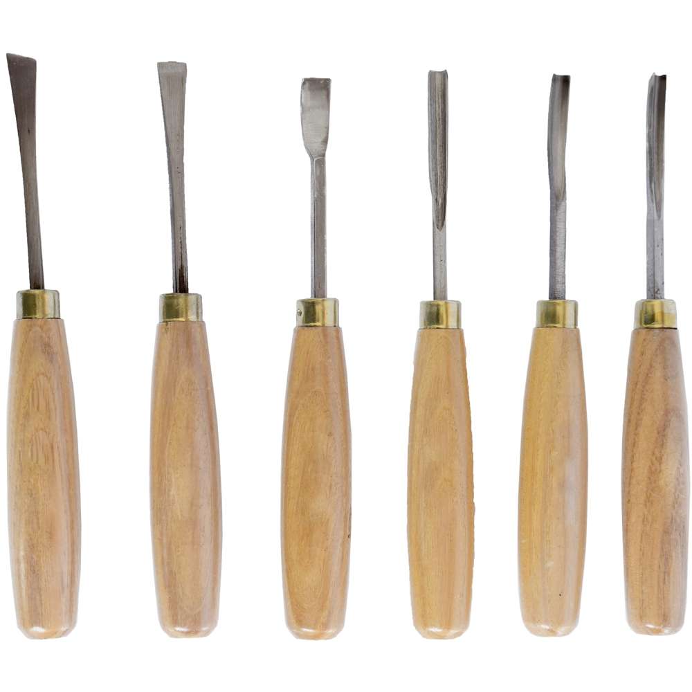 Tork Craft Chisel Set Wood Carving 6 Piece Wooden Box