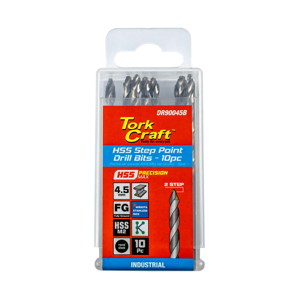 Tork Craft Precision-Max Step Point 4.5Mm Hss Drill 10 Pack