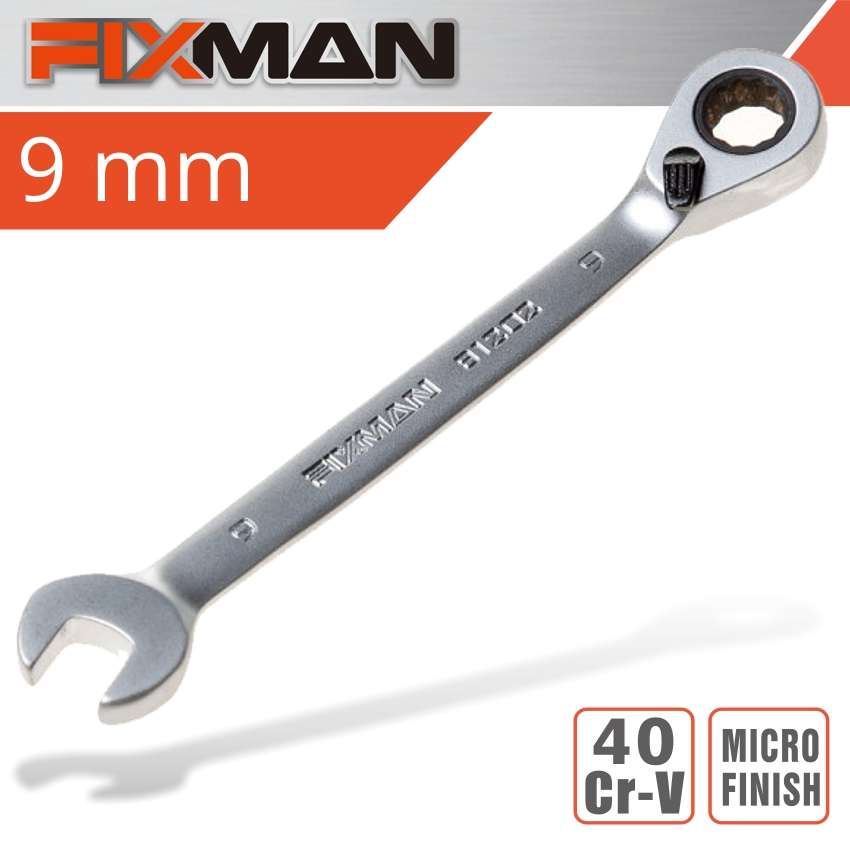 Fixman Reversible Combination Ratcheting Wrench 9Mm