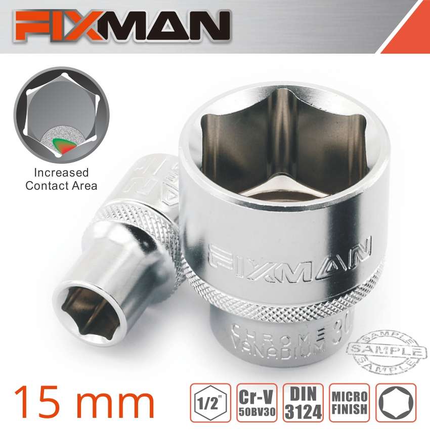 Fixman 1/2' Drive Hex Socket 15Mm X 21.8Mm