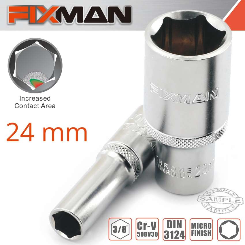 Fixman 3/8' Dr Deep Socket 24Mm