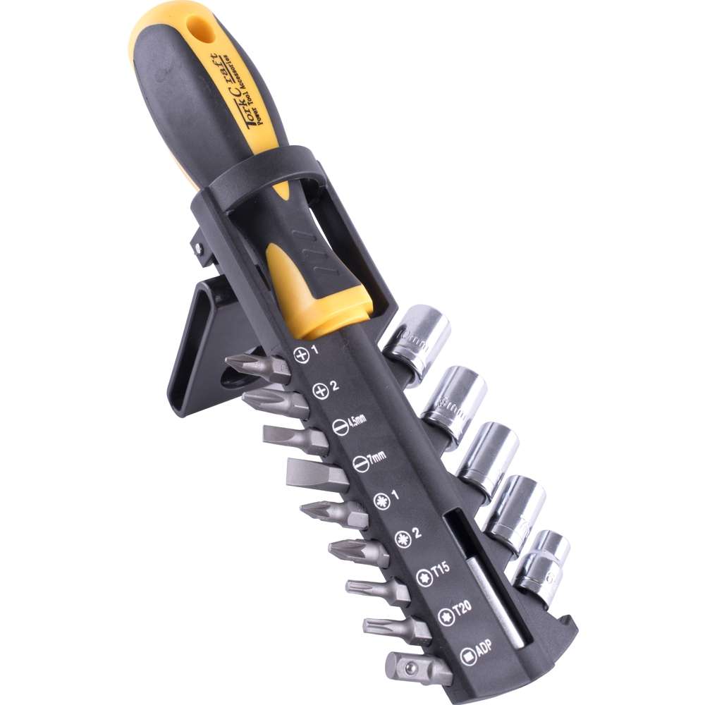 Tork Craft 15Pc Screwdriver Set With Bits Sockets And Belt Clip