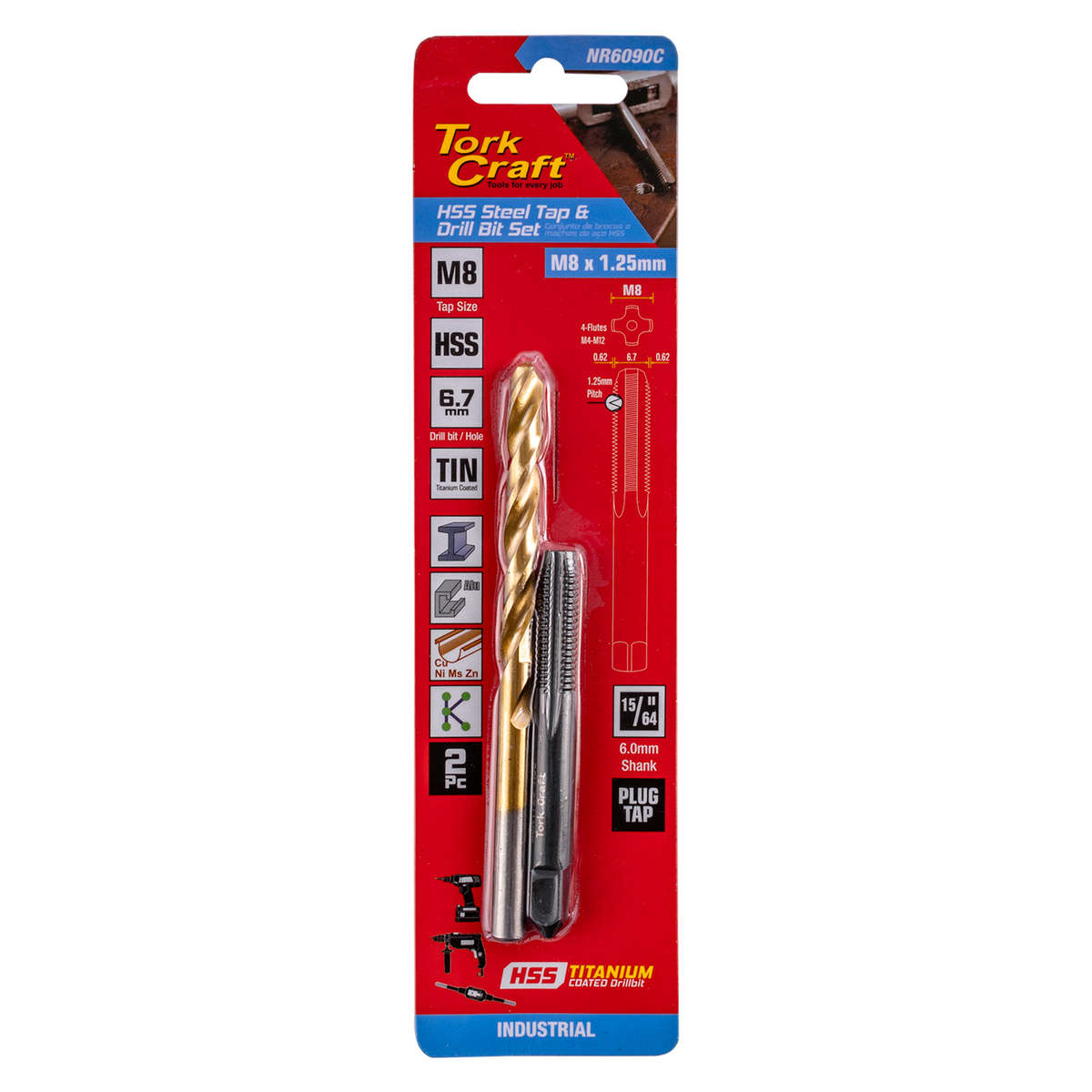 Tork Craft Tap Hss 8X1.25 &  Drill 6.7Mm 2Pc Set