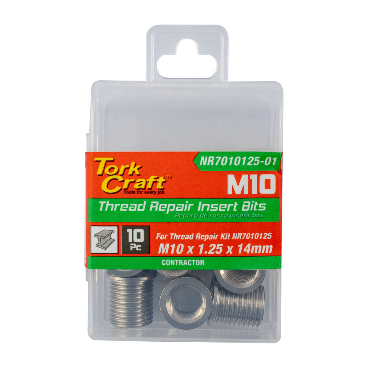 Tork Craft Repl. Insert 10Pc M10 X 1.25 X 14Mm S/Steel For Nr7010125