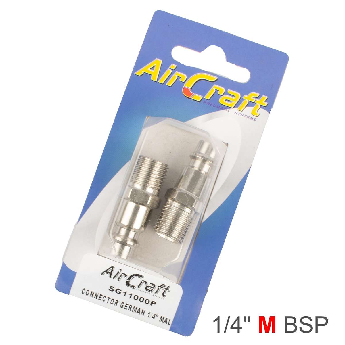 Aircraft Connector German 1/4' Male 2Pc Pack