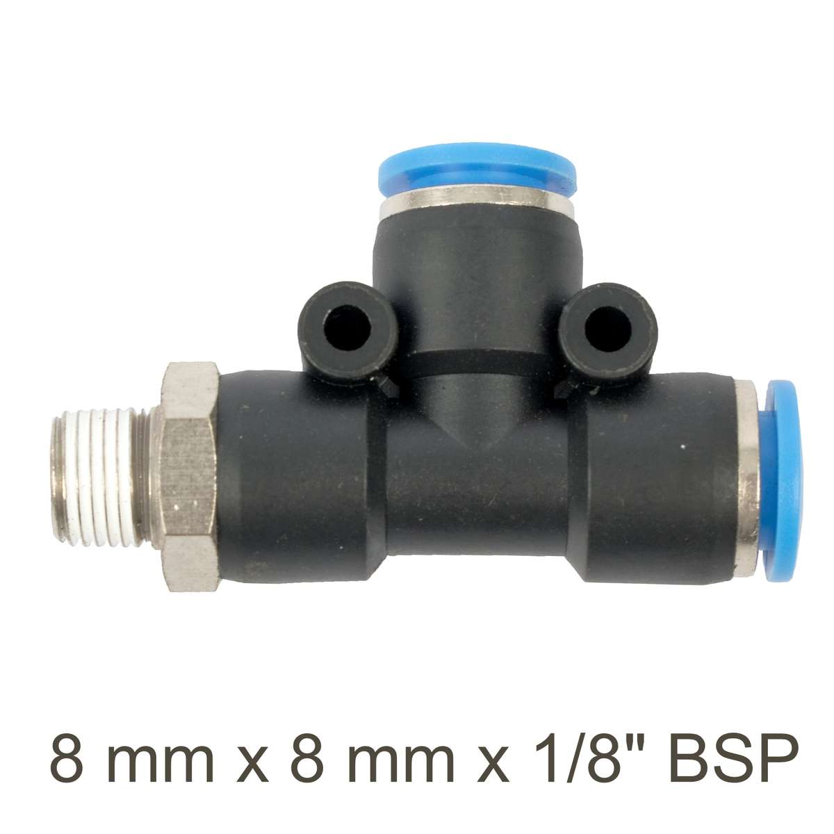 Aircraft Pu Hose Fitting Tee 8Mm X 8Mm X 1/8'M