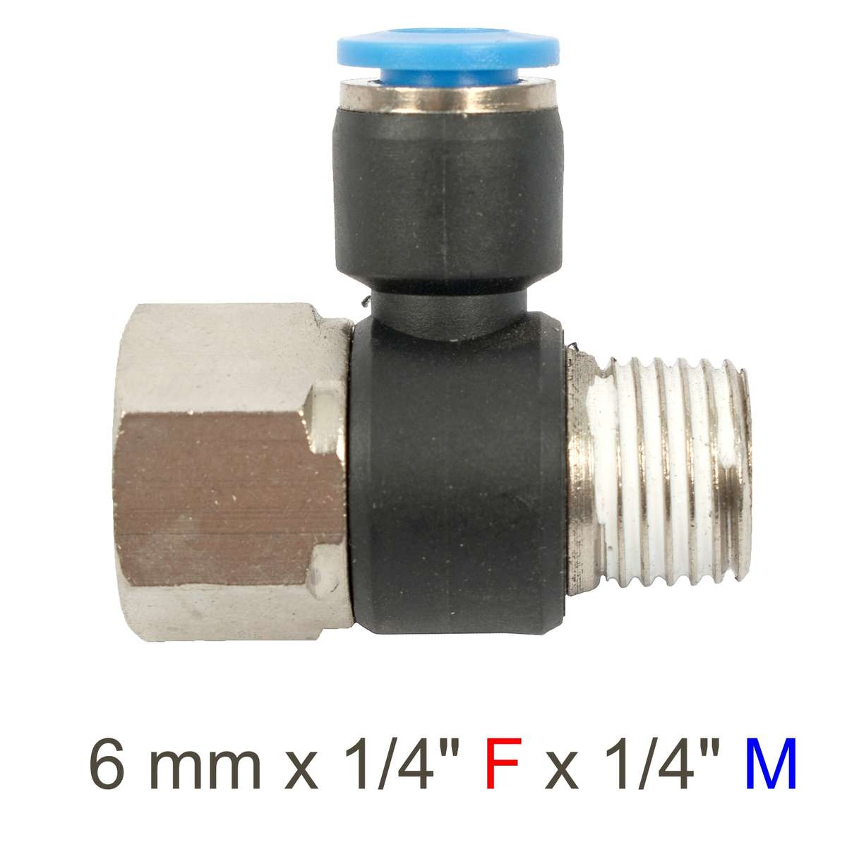 Aircraft Pu Hose Fitting Tee 6Mm X 1/4'F X 1/4'M