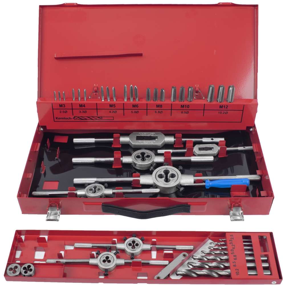 Tork Craft Tap And Die Set 44Pce 3-12Mm Hss In Metal Case