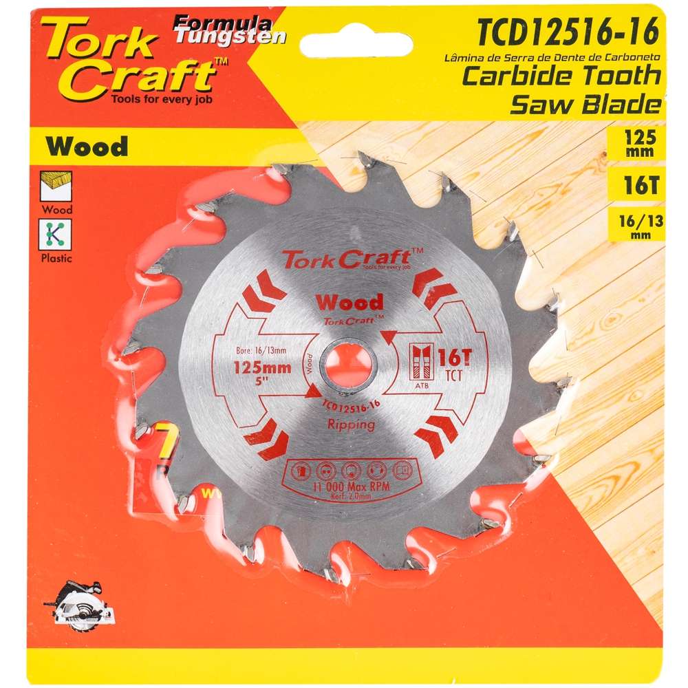 Tork Craft Blade Tct 125 X 16T 16/13 General Purpose Wood