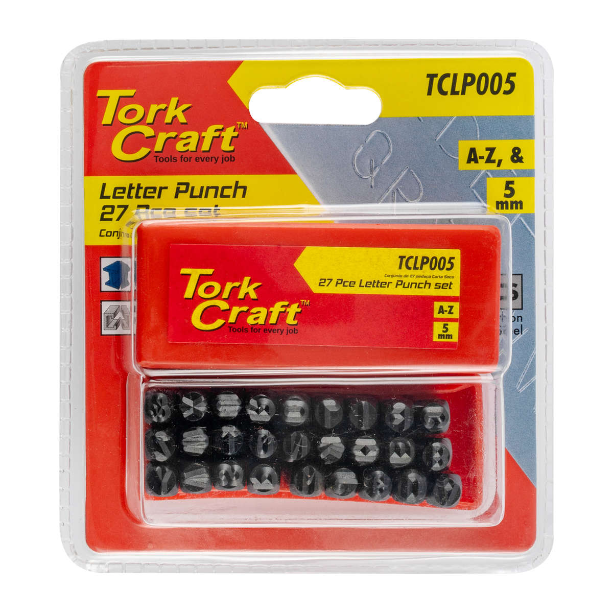 Tork Craft Letter Punch Set 5Mm (A-Z) Capital Black Finish