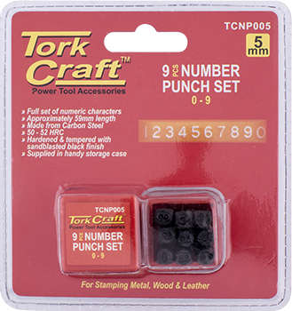 Tork Craft Number Punch Set 5Mm (0-9Mm) Black Finish