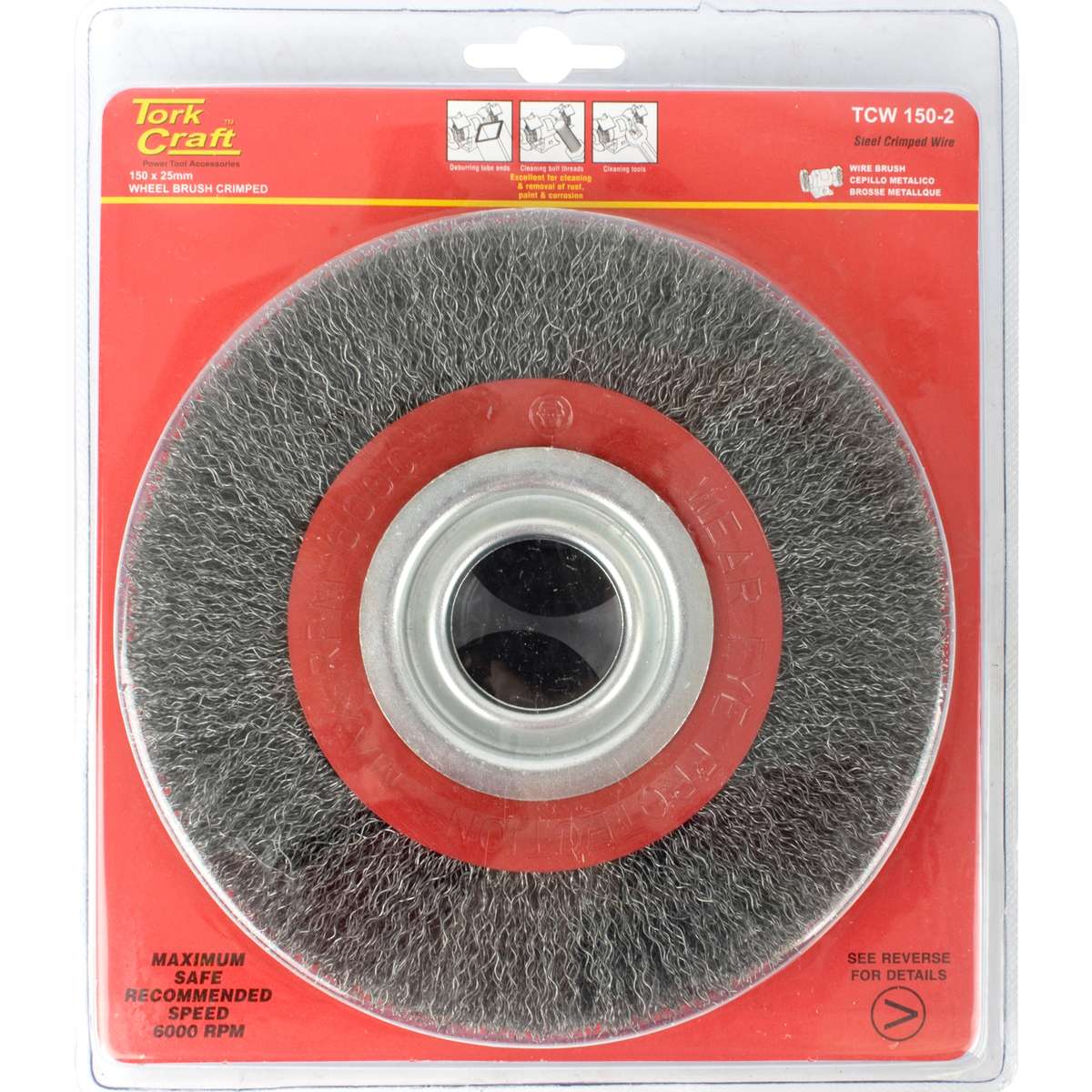 Tork Craft Wire Wheel Brush 150 X 25Mm 0.30Mm Wire Bench Grinder Blister