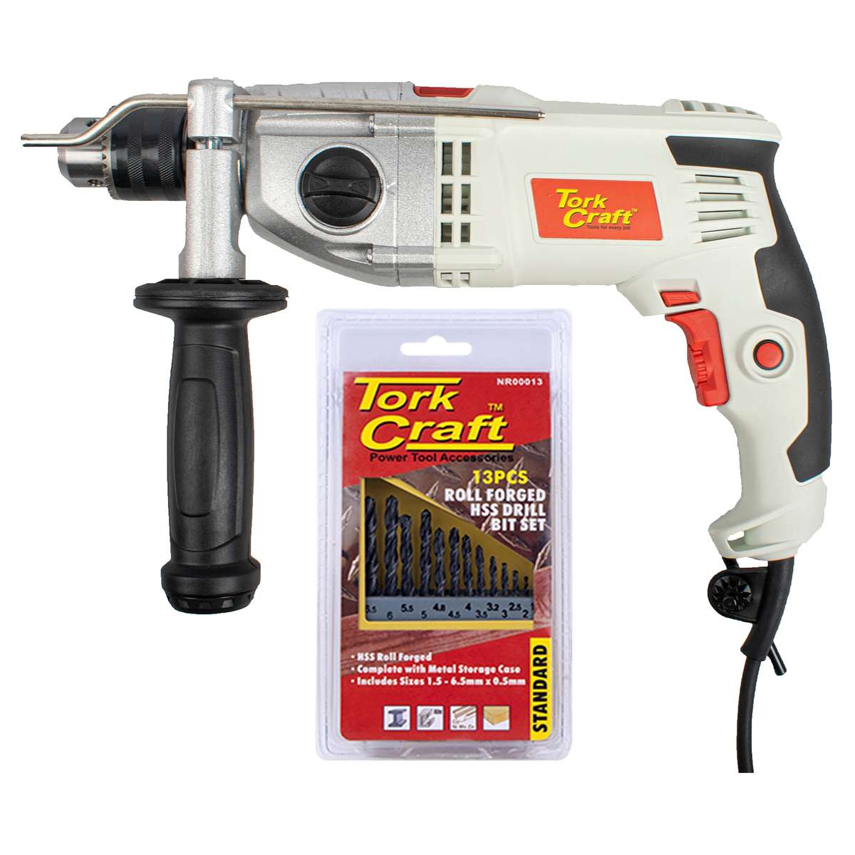 Tork Craft Imp. Drill Tcid1100 + Nr00013 Combo Drill Set