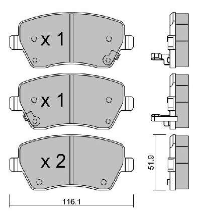 Nissan brake pad set - front 116x52.5