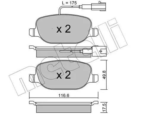 Alfa brake pad set - rear 116.6x49.8x17.8