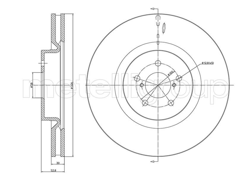 Subaru brake disc front - vented 326x30/53