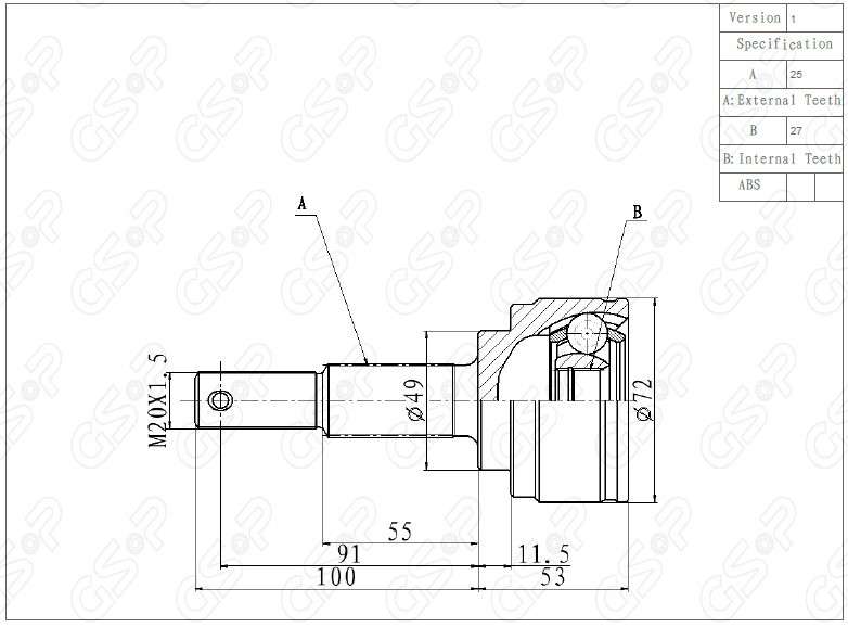 Renault cv joint - outer 25-27-49