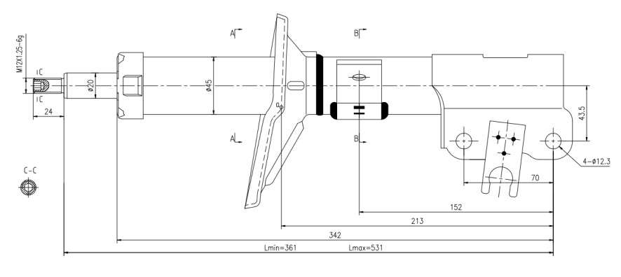 Proton shock absorber-gas-front right