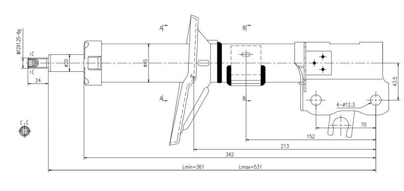 Proton shock absorber-gas-front left