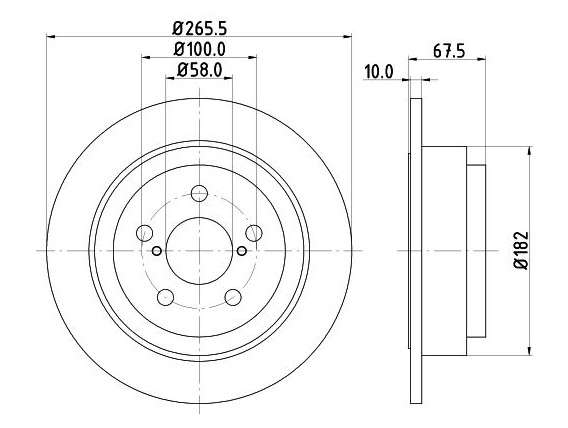 Subaru brake disc rear - solid 266x10/67.4