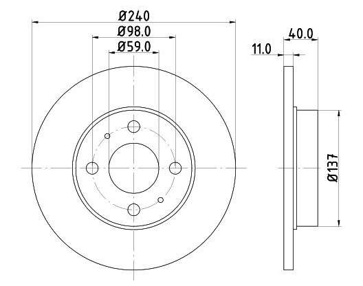 Alfa brake disc rear - solid (240x11/40)