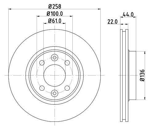 Renault Brake disc front - vented (258x22/44)