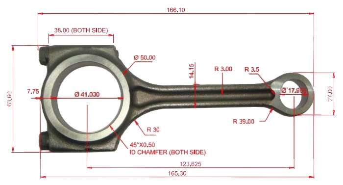 Renault con-rod 18mm SMALL END