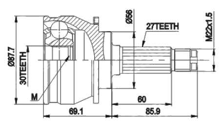 Subaru cv joint - outer 27-30-56