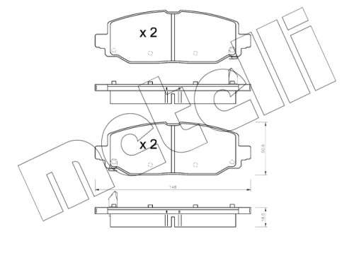 Jeep brake pad set - rear (148x50.6x18.5)