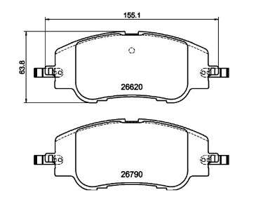 Peugeot brake pad set - front (154.8x63.8x18.5)