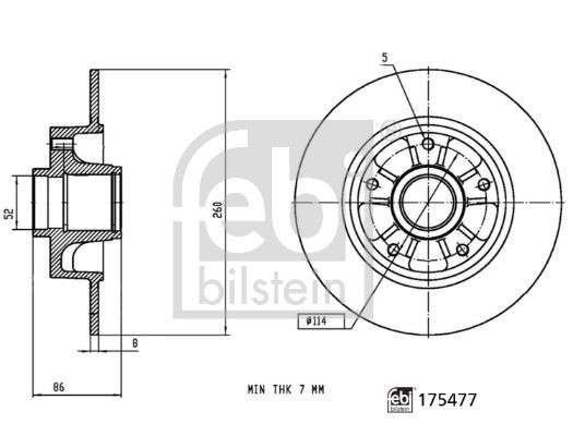 Brake disc rear - solid 260x8/86