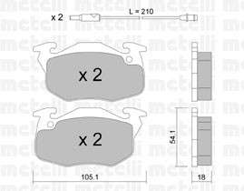 Peugeot brake pad set F - with sensor (105X55X18)