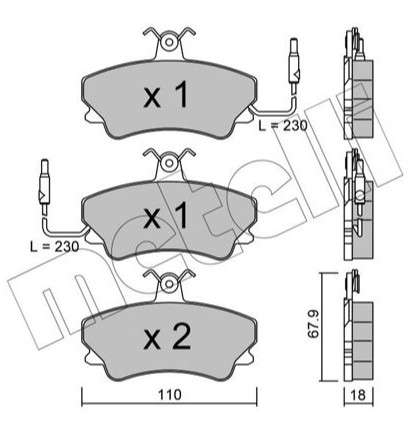 Renault brake pad set F - with sensor (109.9x67.6x18)