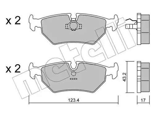 Peugeot brake pad set - rear 123X43X17