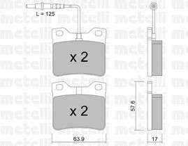 Peugeot brake pad set F - with sensor (64X57X16)