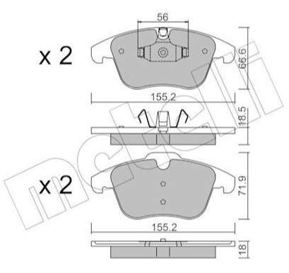 Peugeot/ RCZ brake pad set - front (155x72x18)