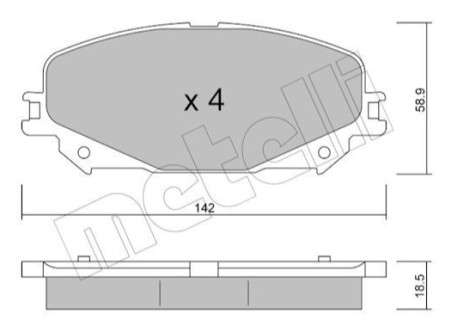 Renault brake pad set - front (142x59x18.5)