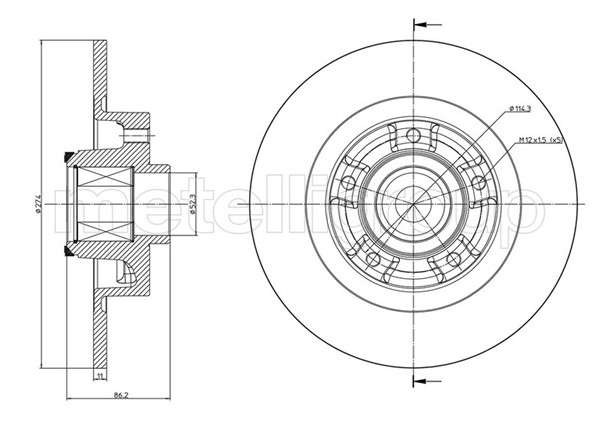 Renault brake disc rear - with hub (274x11/86.2 scenic)