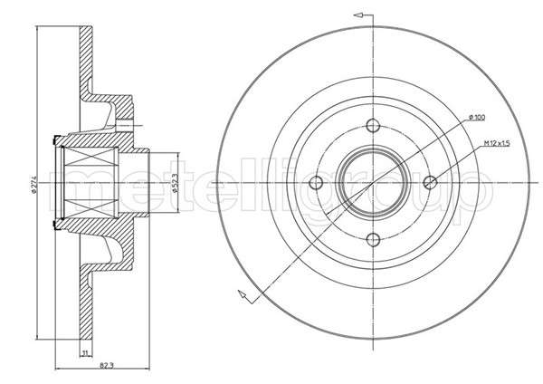 Renault Brake disc rear - with hub - 274x11/10.9 scenic