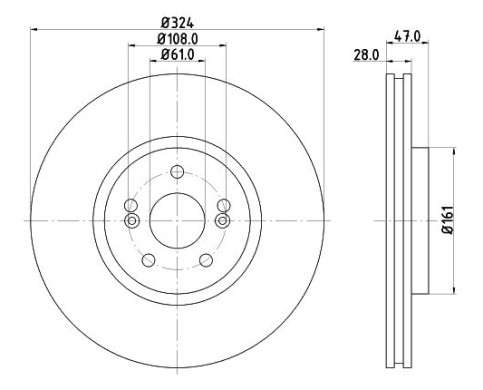 Renault brake disc front - vented (324x28/47)