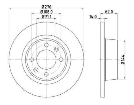 Peugeot brake disc rear - solid 276x14/62