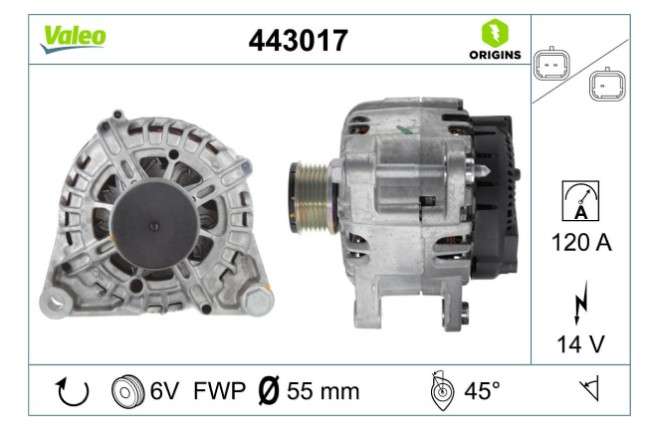 Peugeot alternator 120A 14V CW 6PK