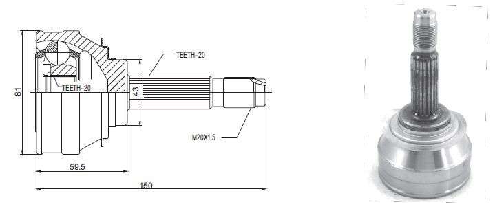 Fiat cv joint - outer (20-20-43)