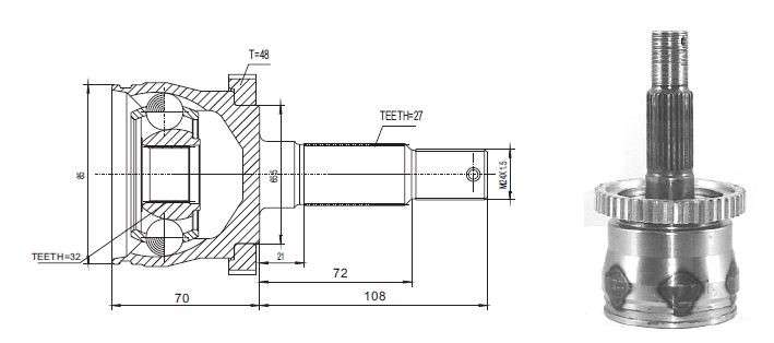 Jeep cv joint - outer 27-32-65.4 48 TEETH