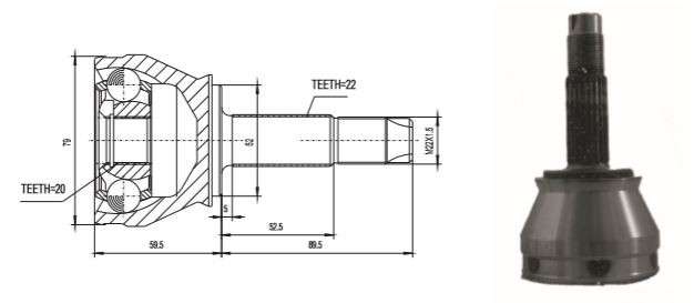 Fiat cv joint - outer (22-20-52)